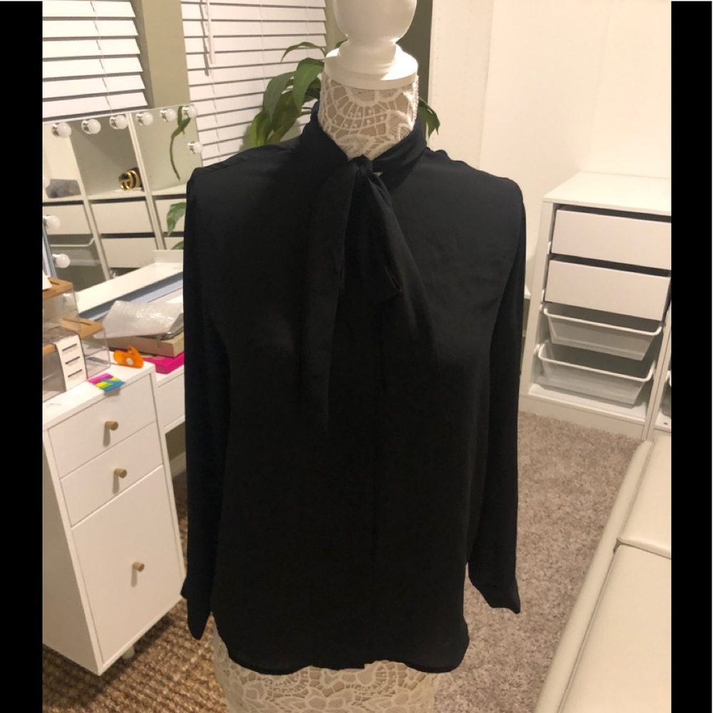 Black tie neck blouse long sleeve target